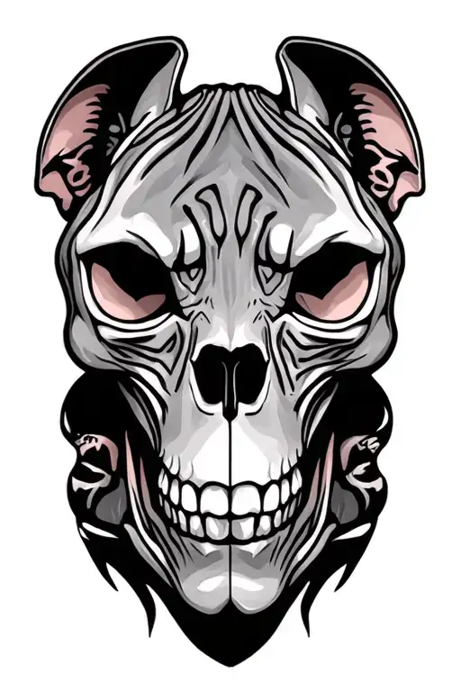 sphynx skull tattoo design idea