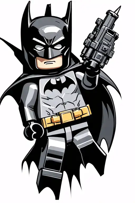 Lego Batman in action pose tattoo design idea