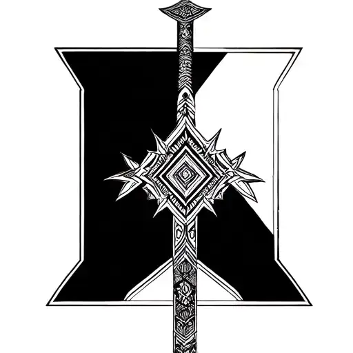 persian sword tattoo design idea
