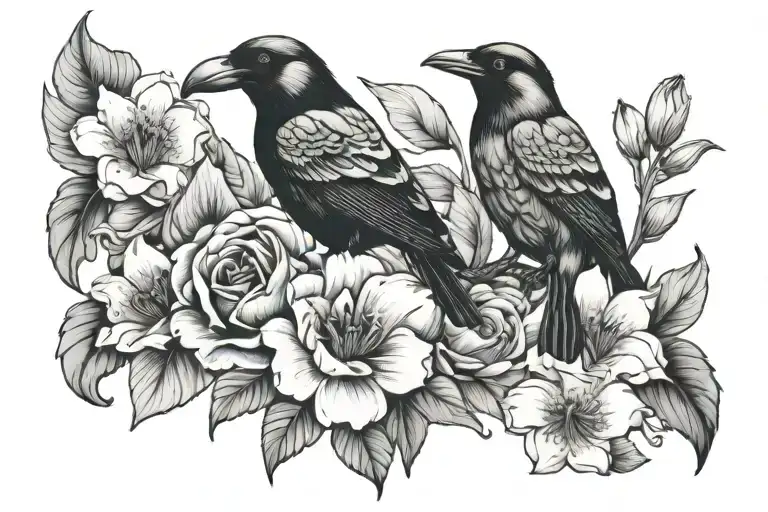 rook lilly and Penelope flowers  tattoo design idea