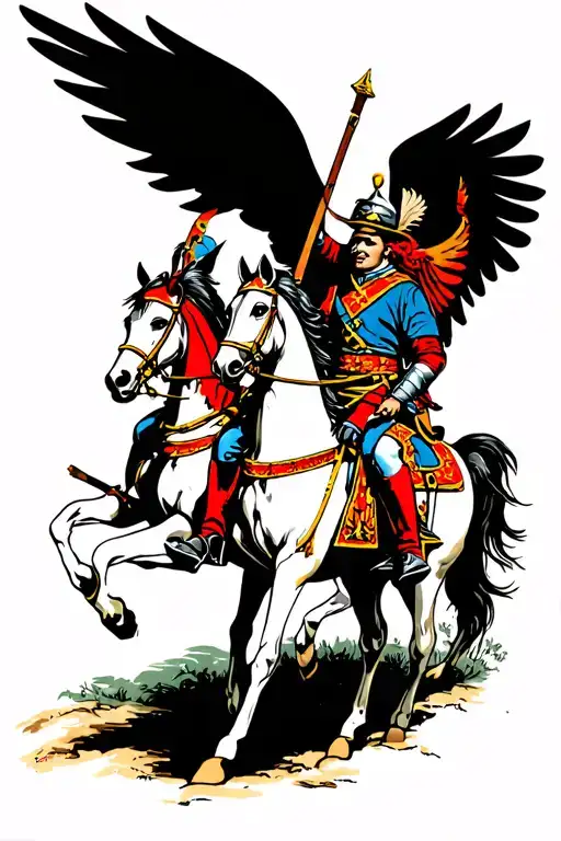 Polnischer Flügel hussar warriors riding into battle tattoo design idea