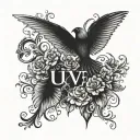 simple and elegant word is "uv" for the left chest tatto tattoo design idea
