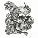skull bones link chain  tattoo design idea