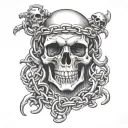 skull bones link chain  tattoo design idea