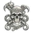 skull bones link chain  tattoo design idea