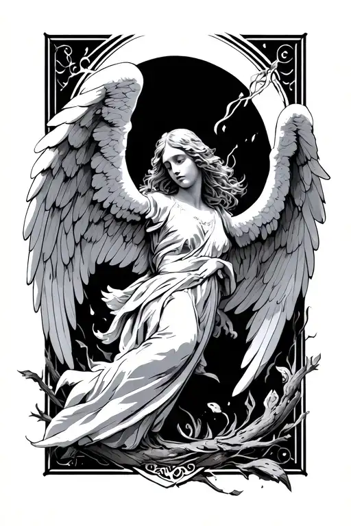 angel falling tattoo design idea