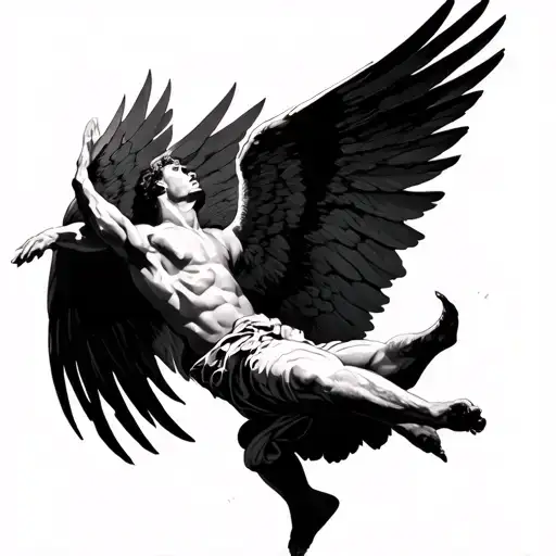 icarus falling tattoo design idea