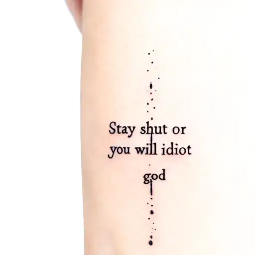 "Stay shut or you will idiot" stay shut or you will be an idiot god HP Lovecraft tattoo design idea