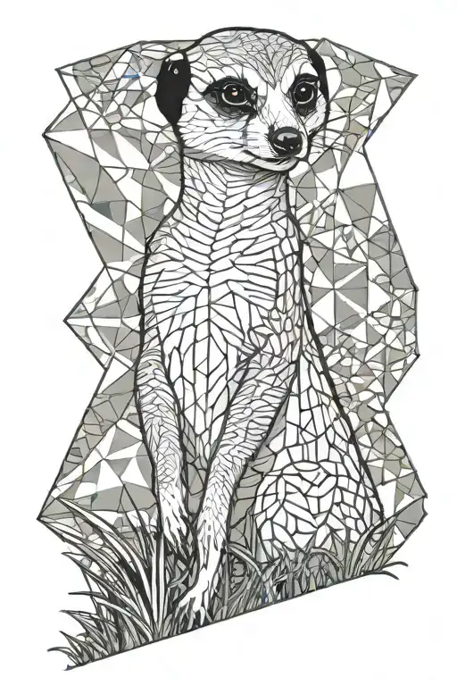 Meerkat standing in grass looking up tattoo design idea