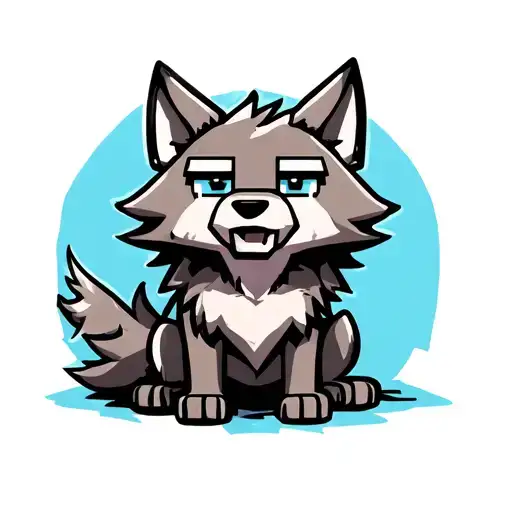 cute happy minecraft wolf sitting tattoo design idea