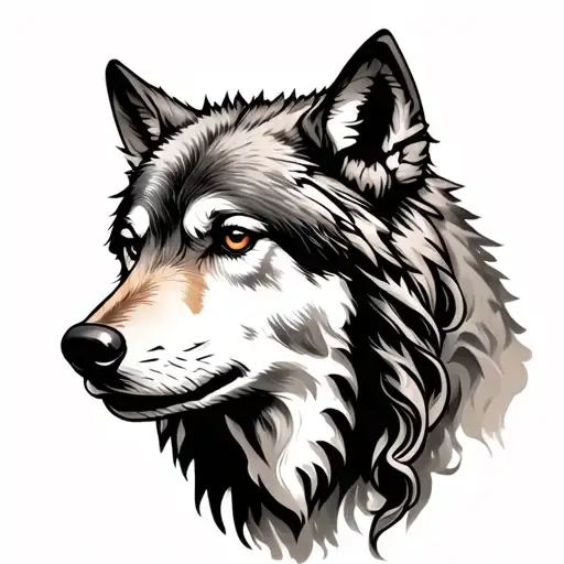 wolf and jesus cross  tattoo design idea