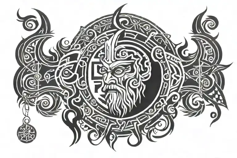 Odin hanhging pierced tattoo design idea