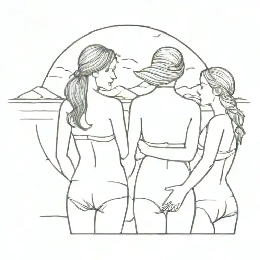 three sisters named Thais, Thalita and Mariana. Their greatest adventures were at the beach tattoo design idea