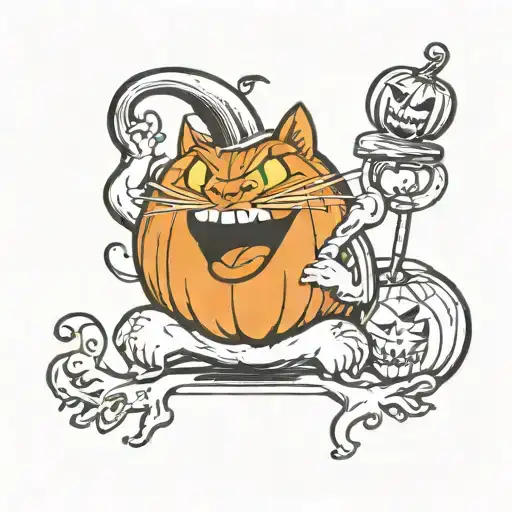 Garfield halloween pumpkin tattoo design idea