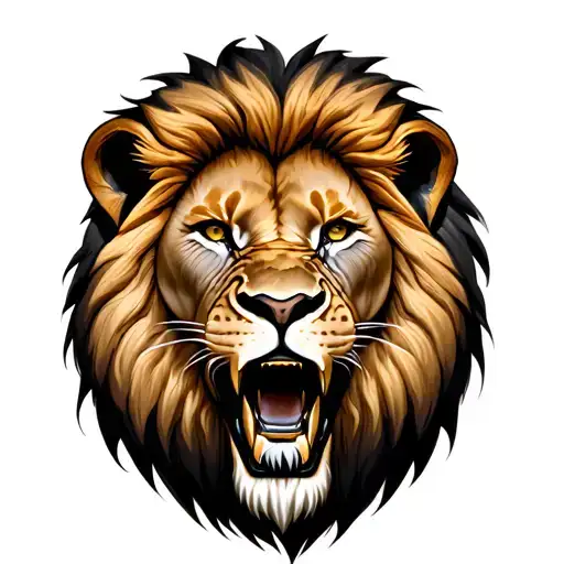 Lion head who has been through hard times  roaring. tattoo design idea