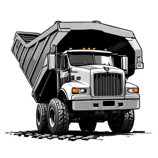 truck dumping in a paver  tattoo design idea