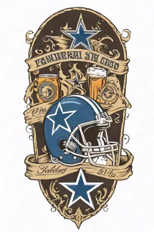 memorial for Dad, Dallas cowboys and bud light beer tattoo design idea
