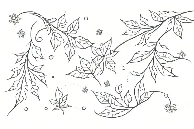 leafs and snowflakes blowing in wind tattoo design idea