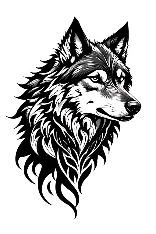 tribal wolf tattoo design idea