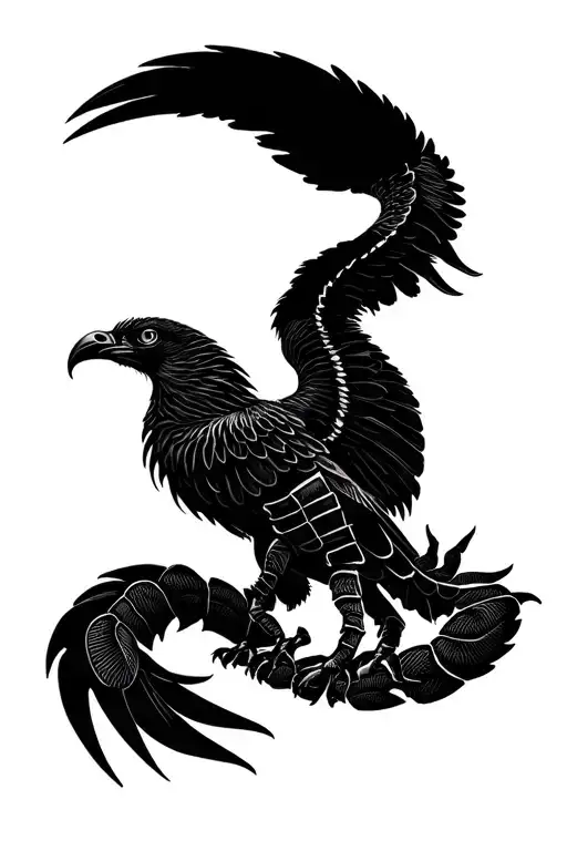 Scorpion Eagle Phoenix tattoo design idea