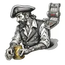 Traditional Sailor Man Playing Slot machine tattoo design idea