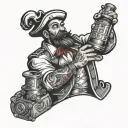Traditional Sailor Man Playing Slot machine tattoo design idea