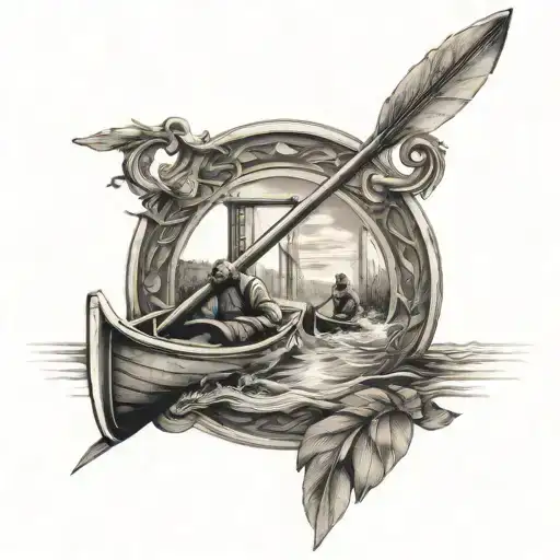 slalom canoe with gates tattoo design idea