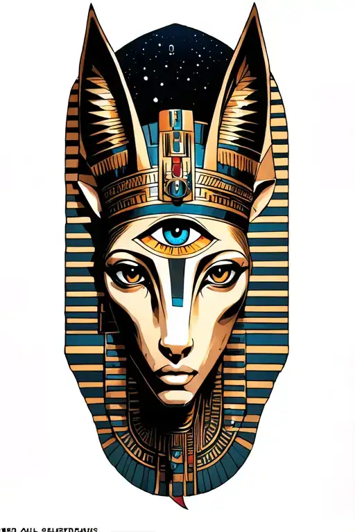 egyptian and inka theme With in Space  with gothic Anubis and all seeing eye Tattoo tattoo design idea
