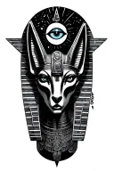 egyptian and inka theme With in Space  with gothic Anubis and all seeing eye Tattoo tattoo design idea
