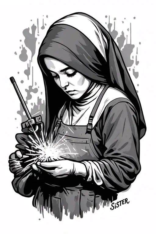 sister Sara hardwork patience discipline hardworking welder tattoo design idea