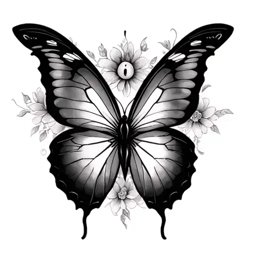 Butterfly whose wing rebuilds clock without needle tattoo design idea