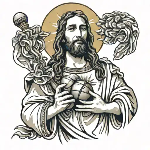 transgender jesus with maracas in hands holding tattoo design idea