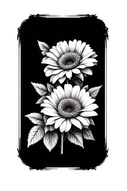 gerbera and two roses tattoo design idea
