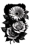 gerbera and two roses tattoo design idea