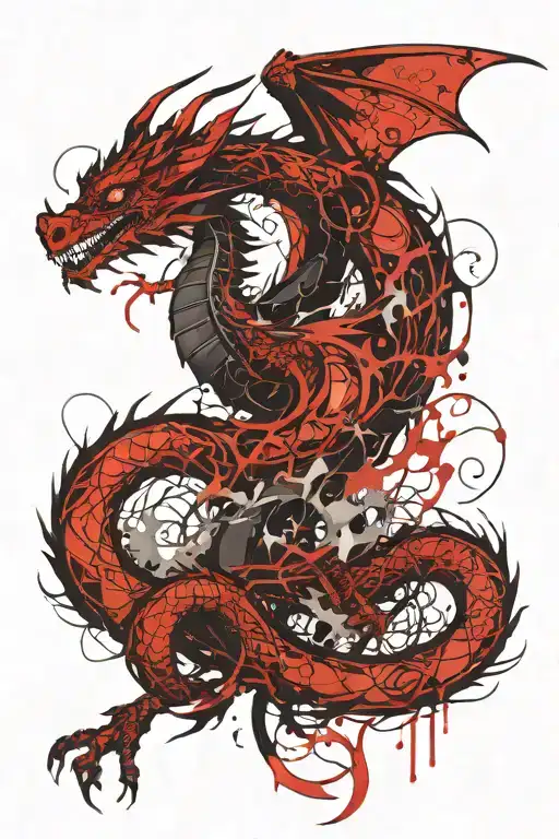 dragon intertwined tattoo design idea