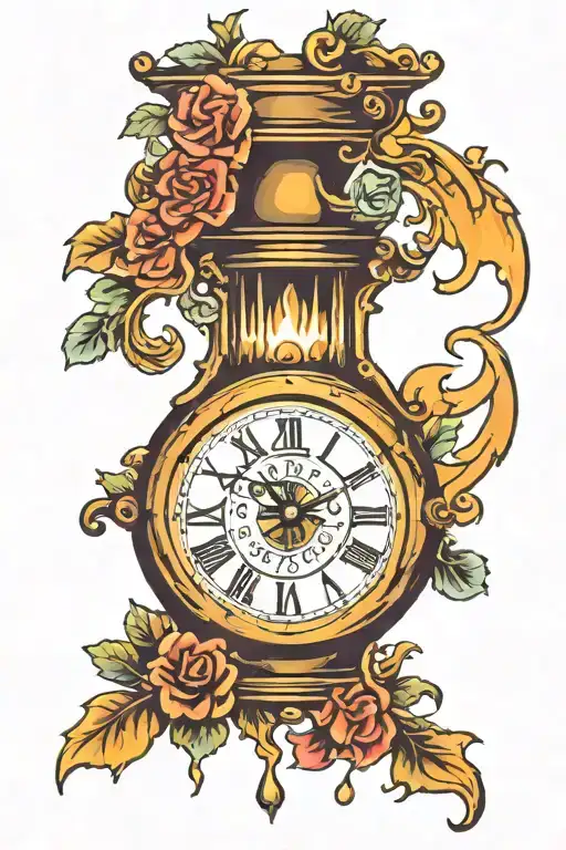 clock melting tattoo design idea