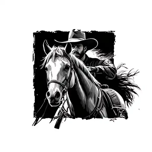 arthur morgan riding horse tattoo design idea