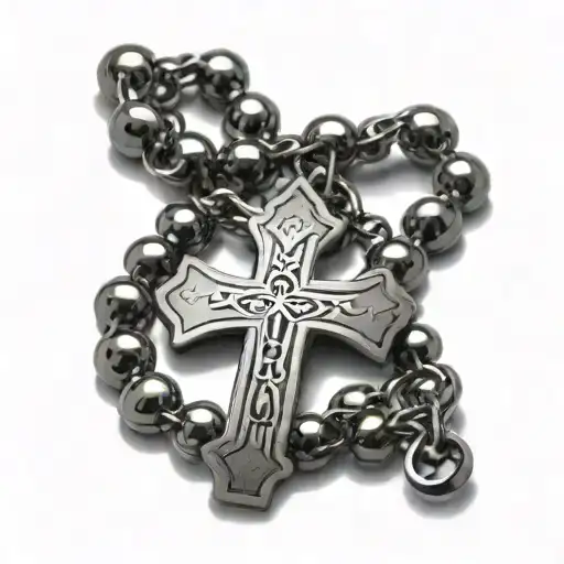 Cross on ball chain bracelet tattoo design idea