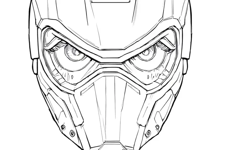 Winter soldier in a mask luminous eyes tattoo design idea