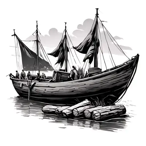 Carrying The Boats and logs over land tattoo design idea