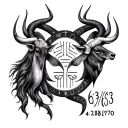 "6/3/1963 4/28/1970" Gemini and Taurus zodiac symbol tattoo design idea