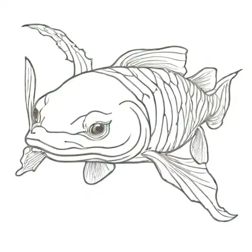 koi carp skeleton tattoo design idea