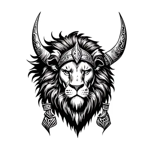 viking lion spartan tattoo design idea
