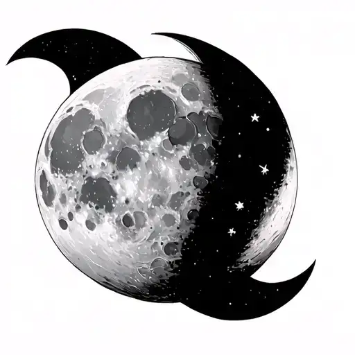 2 waxing gibbous moon phase 1 waxing crescent moon tattoo design idea