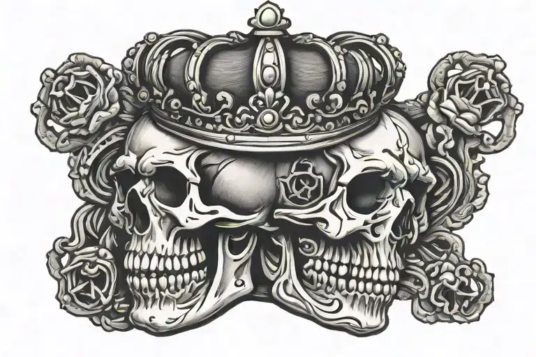 brass knuckles, skull, crown tattoo design idea