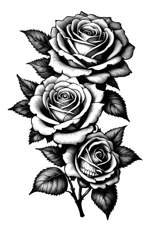 memento mori roses blooming tattoo design idea
