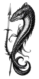 An eel pierced by a spear tattoo design idea