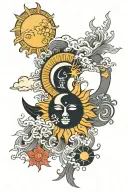 Sun and Moon with signature tattoo design idea