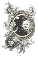 Sun and Moon with signature tattoo design idea