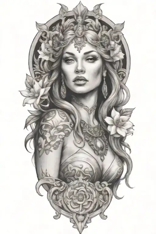 fortuna goddess sexy fit tattoo design idea
